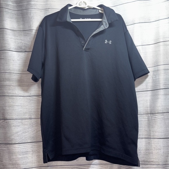 Under Armour Mens 2XL Black Loose Heat Gear Golf 1/4 Button‎ Shirt - Picture 1 of 16